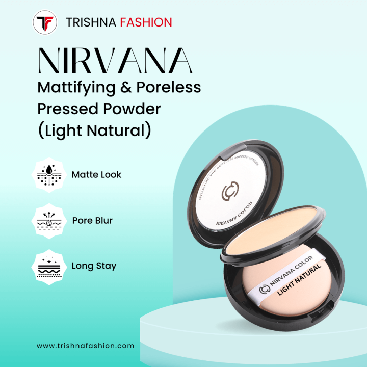 Nirvana Color Mattifying and Poreless Pressed Powder – Light Natural